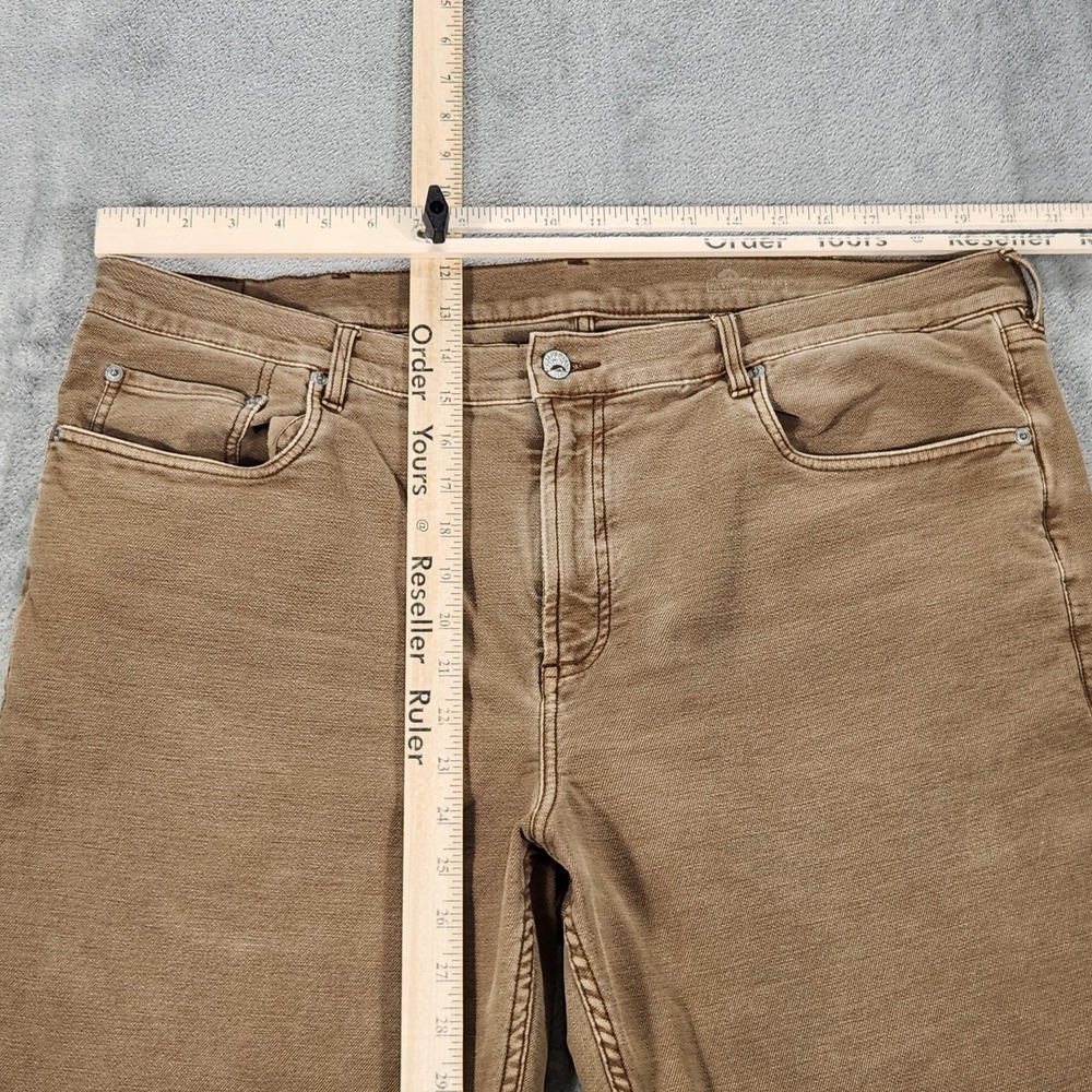 Faherty Jeans Mens 38x32 Beige Huckberry Slim Straight Stretch 5 Pocket Pants - Picture 10 of 16